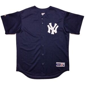 Vintage MAJESTIC New York Yankees MLB Jersey Blue Made USA Men's Large L